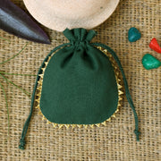 Designer Jewelry Packaging Pouches Personalized Logo Small Bags Round Gold Lace Handmade Jewelry Green Pouches – CraftJaipur